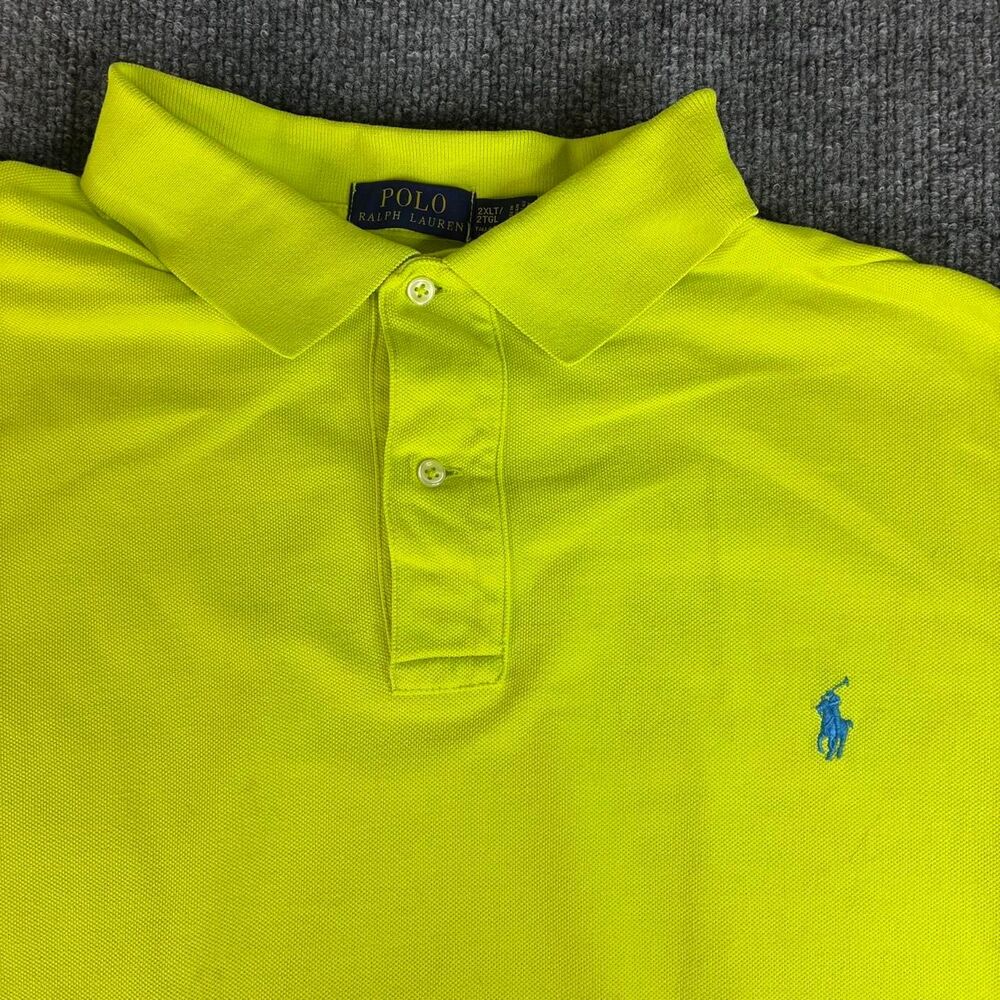 Polo Ralph Lauren Men’s 2XLT Tall Neon Yellow Green Polo Shirt Blue Pony